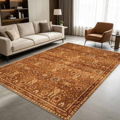 Tapis persan bohémien floral 1pc pour salon, doux, toutes saisons, facile à entretenir, lavable, adapté pour la salle à manger, la chambre à coucher, l'entrée, le patio, le bureau personnel, la cuisine, la décoration intérieure et extérieure.