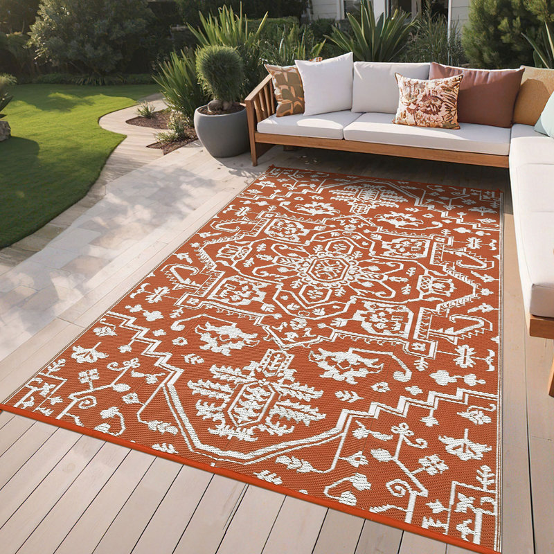 Tapis rectangulaire rouge et blanc en plastique 9 pi x 18 pi, Tapis de couloir de 9 pi x 18 pi