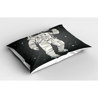 Ambesonne Nebula Pillow Sham 2 Pack Cartoon Astronaut Space Charcoal Grey Dust