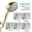 Pomme de douche haute avec 5 motifs de jet - support pivotant en cuivre fin, fixation murale, ronde, force réglable, douche à main en mode poli doré, bonne résistance à la chaleur, débit d'eau,-118088875