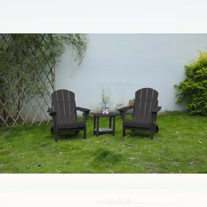 Ensemble de chaises pliantes Adirondack avec table d'appoint, siège d'extérieur résistant aux intempéries et confortable pour toutes les saisons