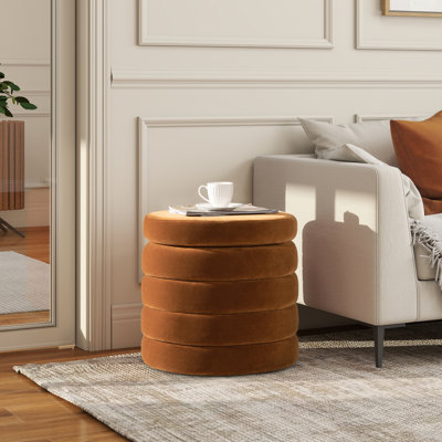 Balas 19cm Wide Velvet Cylinder Solid Colour Standard Ottoman with Storage
