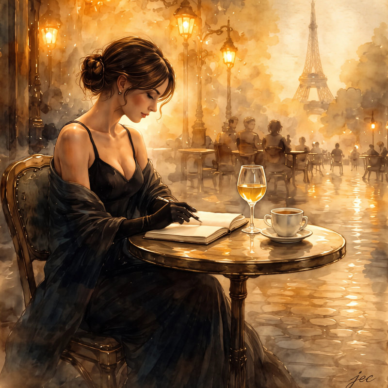 Art mural sur toile Paris Cafe Glow, 30"W x 30"H x 1.5"D