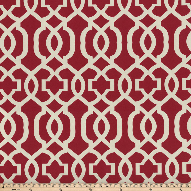 Red and White Geometric Square Outdoor Throw Pillows Set