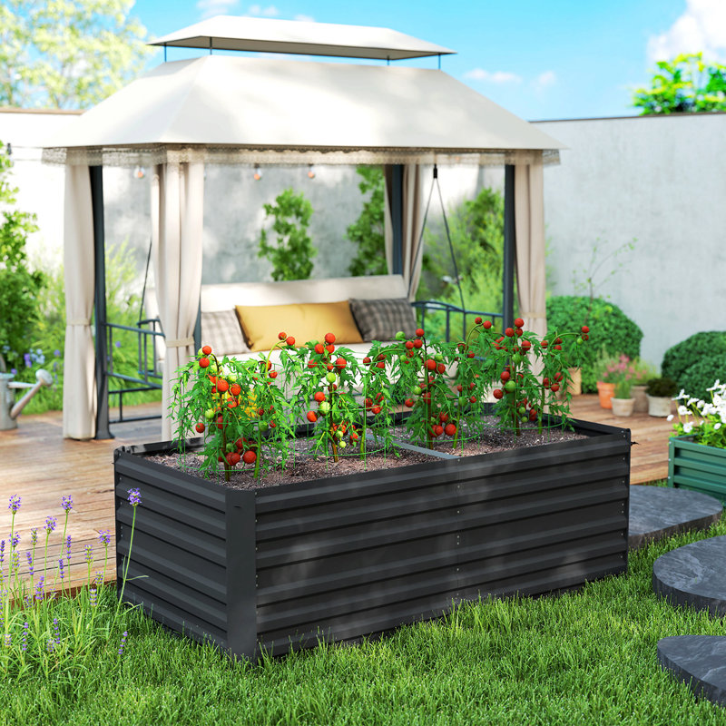 Kiger Metal Raised Garden Bed, Black, 23.3" H x 70.8" W x 35.5" D