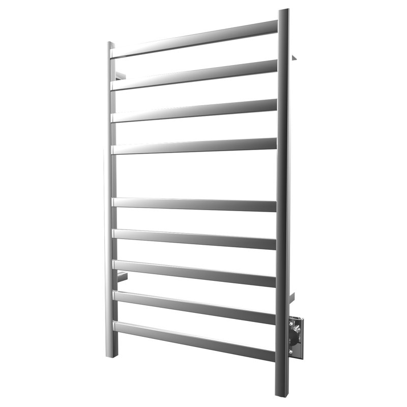 Chauffe-serviettes mural en acier 24 po x 40 po Kontour - Chrome, câblé, rails carrés, H 40 po x l 24 po x P 4 po, Chrome