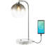 Lampe de travail DEL industrielle en fer / verre avec port de charge USB Ada, chrome / gris fumée 20 po Ada