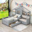 Lit simple en bois avec deux tiroirs, siège et tablette Abin-979023723