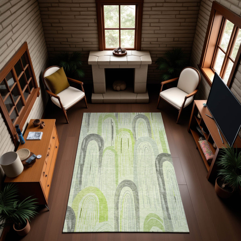 Premium Machine Washable Harjo AMF1588 Geometric Rug, Rectangle 9' x 12'