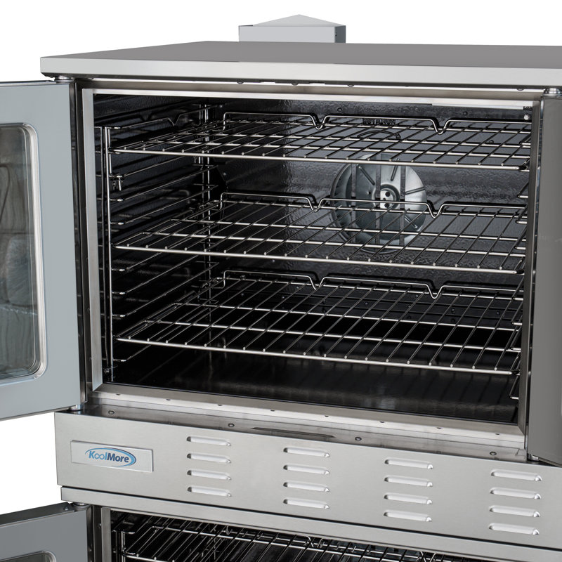 38 in. Double Commercial Natural Gas Convection Oven with Stacking Kit and Casters (KM-DCCO54-NGC)