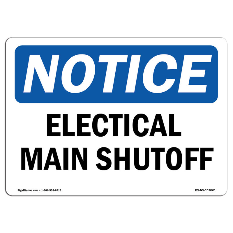 Notice - Electrical Main Shutoff Sign