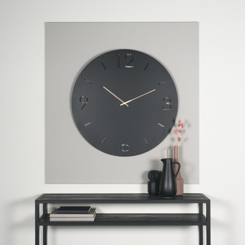TIME Metal Wall Clock, Large, Black