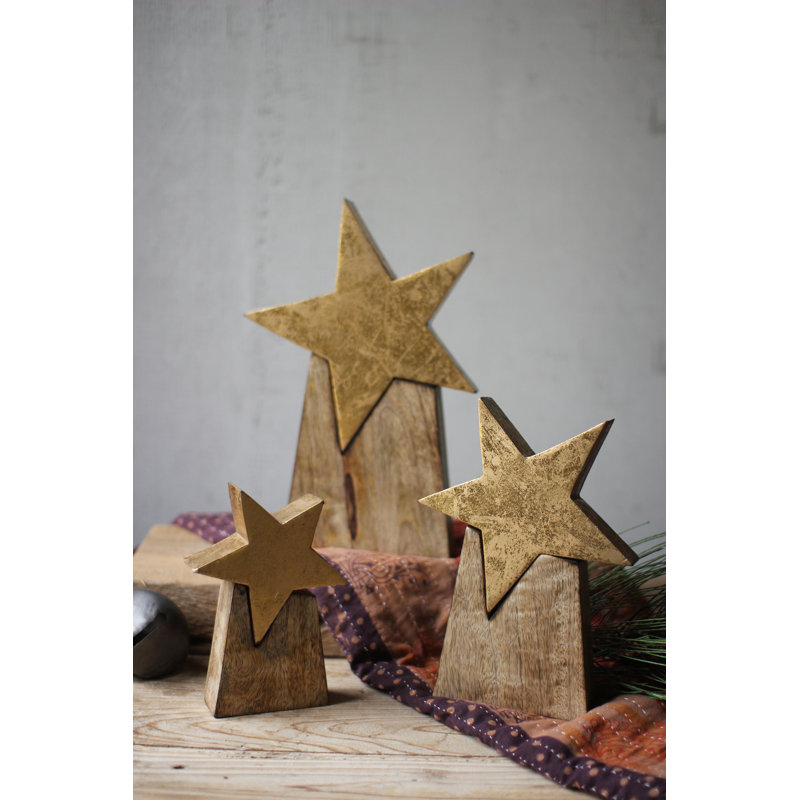 3 Piece Wooden Star on Base Set