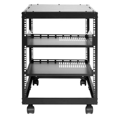 12U Av Rack With 15''-40'' Depth Adjustment, Wall Mount Or , User- Design, Ideal For Equipment Standing And Server Adjustable Depth, 4 Post Easy Mobility, Suitable It Devices
