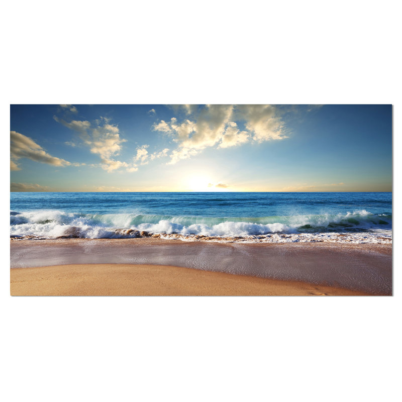 Sunrise Sea Sunset beach, art mural sur toile côtière, reproduction d'art sur la plage, H 20 po x l 40 po, Toile tendue