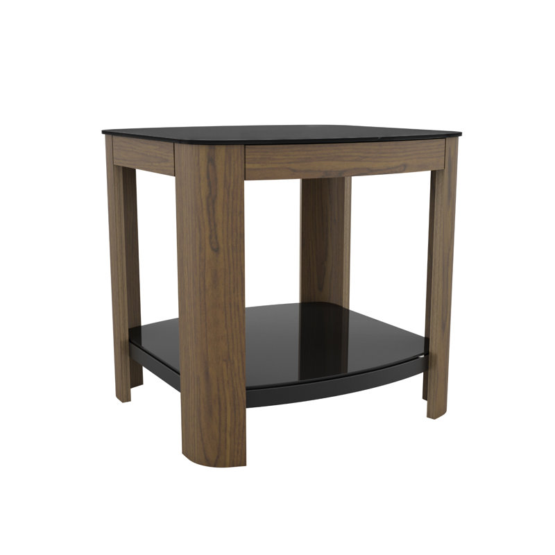 Ayala Glass Top End Table, Walnut