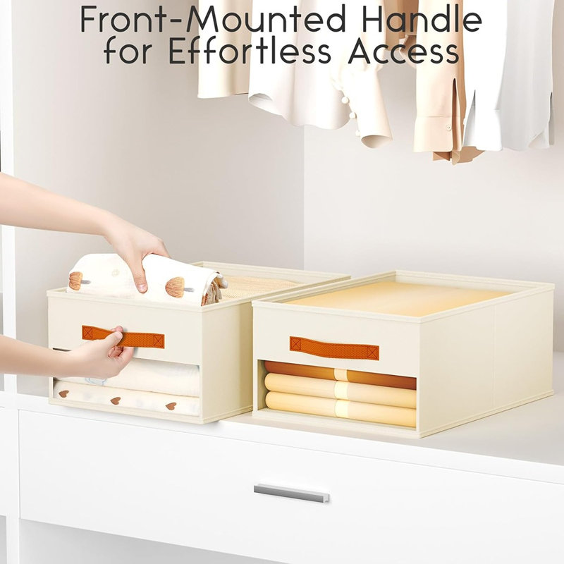 Bacs de rangement pliables avec poignées et fenêtre transparente pour vêtements, jouets, serviettes et petits articles essentiels