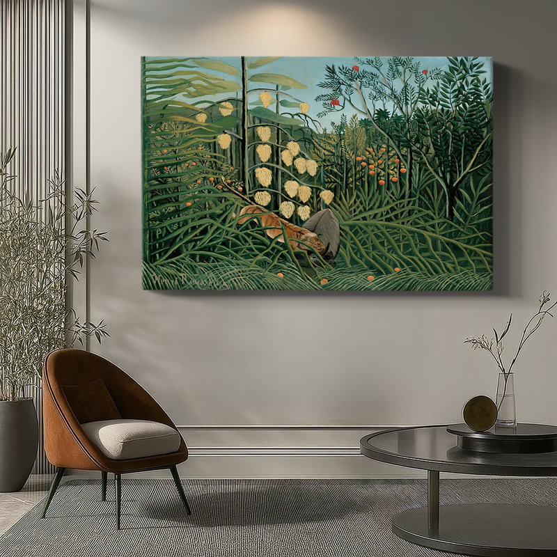 Fight Between a Tiger and a Buffalo-Henri Rousseau-Gallery Wrapped Canvas-1908, 24 x 36