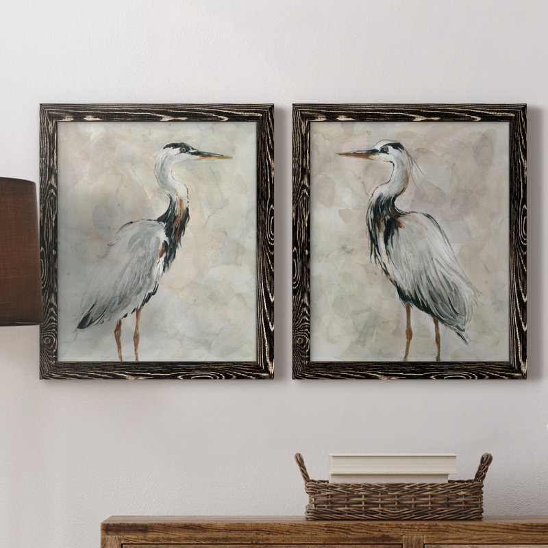 Crane at Dusk I - ensemble de 2 reproductions, Toile encadrée, H 22,5 po x l 61 po, Black