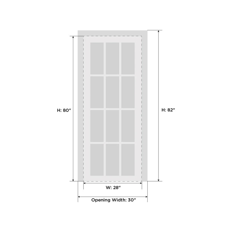 Quadro Frosted Glass Standard White Door with Installation Hardware Kit, 28" x 80"