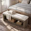 Banc rembourré en bois de 55 pouces avec rangement, banc de bout rustique avec coussin en peluche pour chambre à coucher 