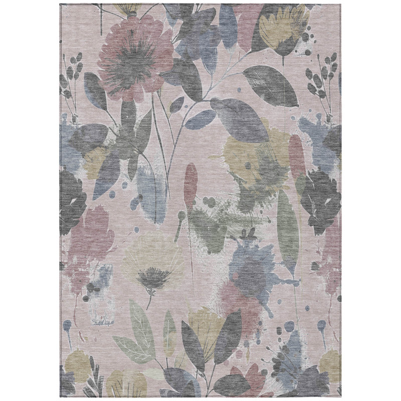 Tapis intérieur / extérieur rose Velustre, 10 pi x 14 pi