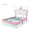 Full Size Upholstered Bed Frame With LED Lights,Modern Upholstered Princess Bed With Crown Headboard,White+Pink-761233975
