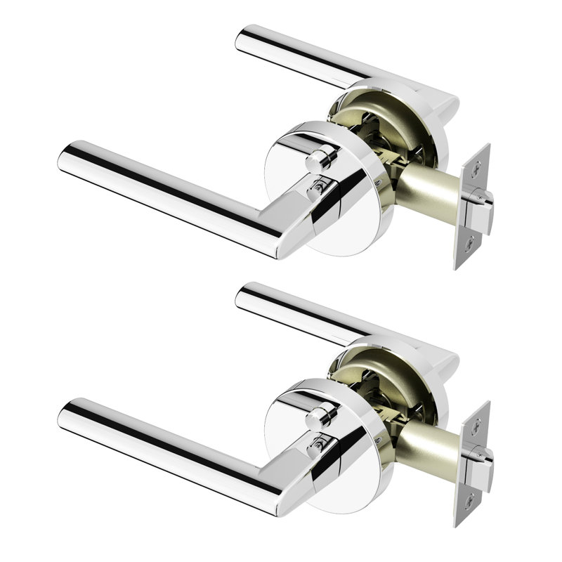 Brio Privacy Door Lever Modern Concealed Design For (Bed & Bath) – Sleek Minimalist Style in Chrome, Chrome
