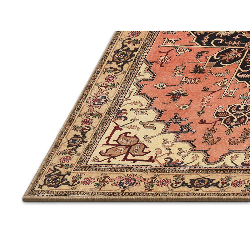 Tapis traditionnel rouge / brun Nimley, Rectangle 5 pi x 7 pi