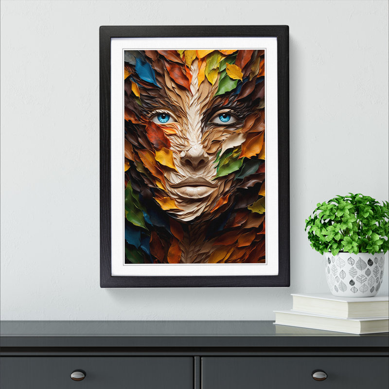 Leaf Orphism - Framed Print, 46cm H x 34cm W x 2cm D, Black