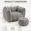 Pouf poire en chenille grise avec repose-pieds pour adultes - Grand fauteuil inclinable en mousse à mémoire de forme-261219408
