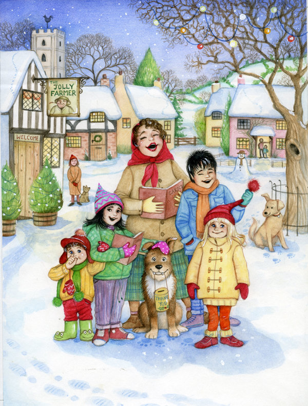 Drapeau de jardin Cassilis Christmas Carol Singers, H 15 po x l 11 po