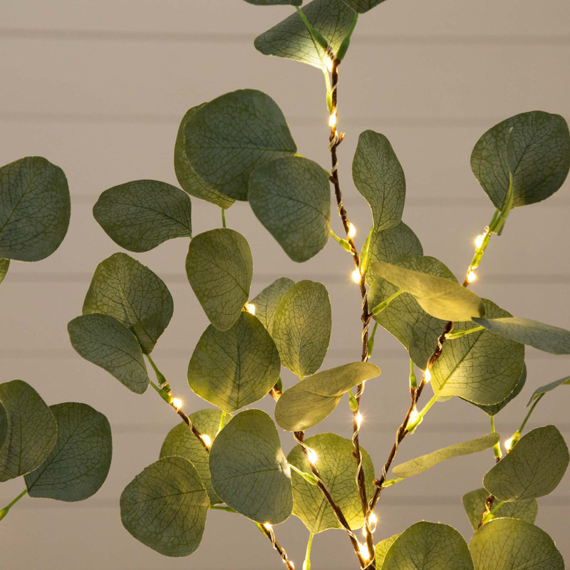 23 po Ensemble de 3 branches d'eucalyptus artificiel pré-éclairées à 36 DEL