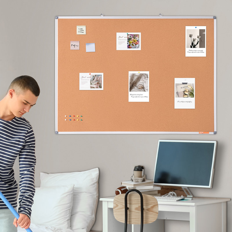 Large White Aluminum Framed Cork Bulletin Board