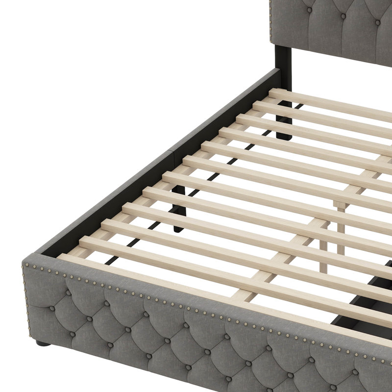 Jontrell Upholstered Panel Storage Bed, Gray
