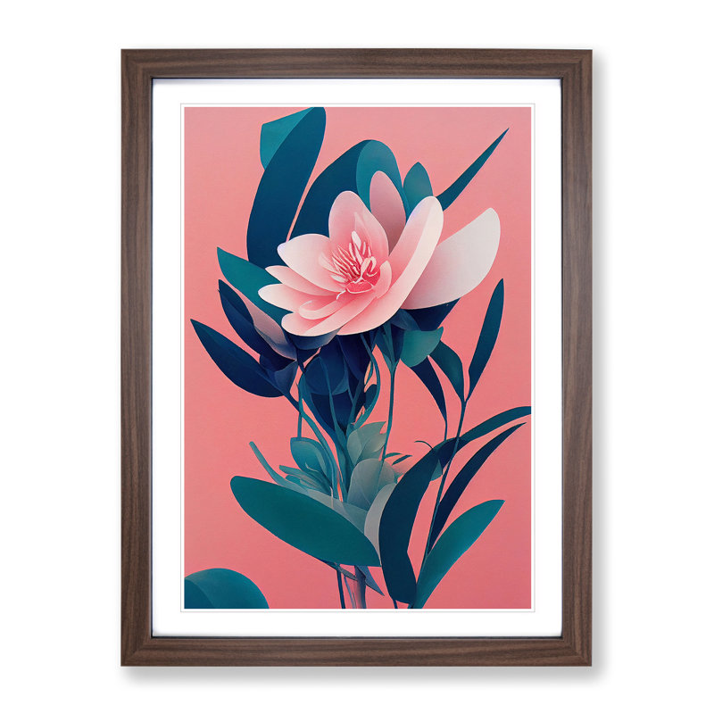 A Lovable Flower - Single Picture Frame Print, 34cm H x 25cm W x 2cm D, Walnut