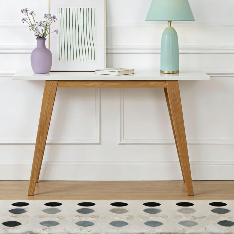 Console avec pieds en métal au fini grain de bois (47 po x 31,5 po)