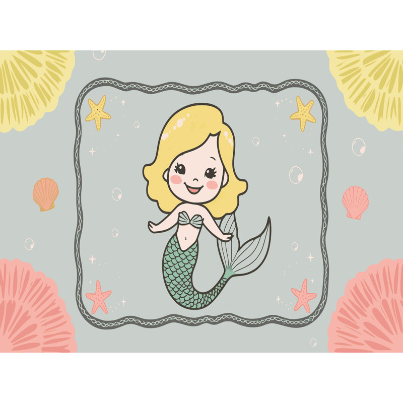 Tapis pour enfant East Urban Home Mermaids, Rectangle 5 pi x 7 pi