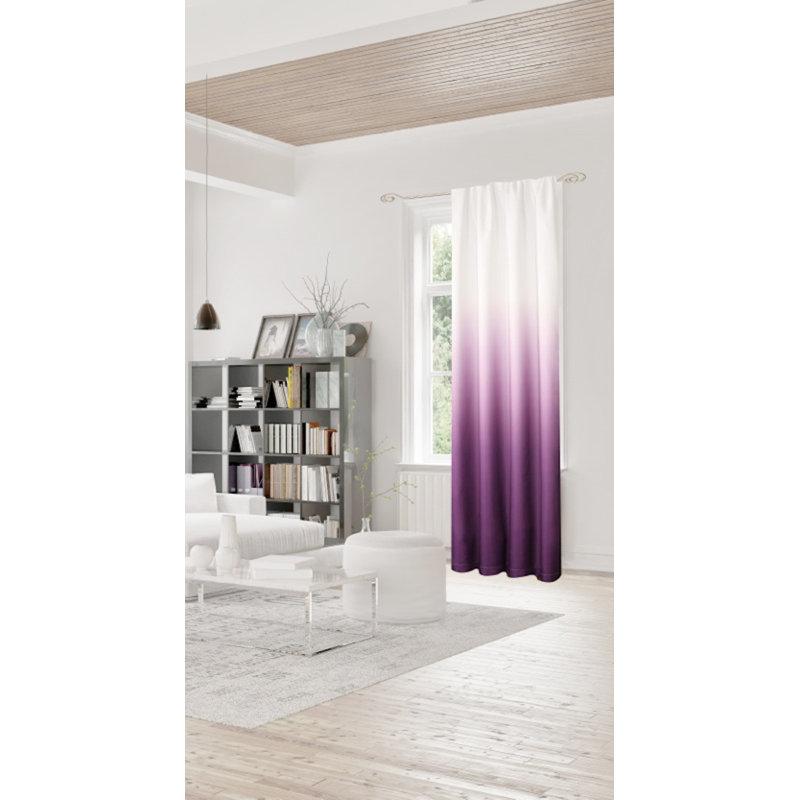 Adolfas Ombre Room Darkening Curtains for Living Room 40"W x 84"L Machine Washable Panel Pair, Purple/White