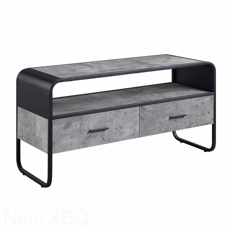 Meuble télé moderne et élégant avec finition noire et étagère avec tiroirs de rangement et meubles de salon de luxe gris béton