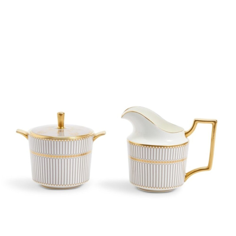 Wedgwood Anthemion Gray Sugar & Creamer Set