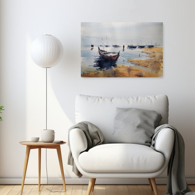 «Calm Harbor Morning Peaceful Serene Tranquil Coastal», reproduction d'art mural