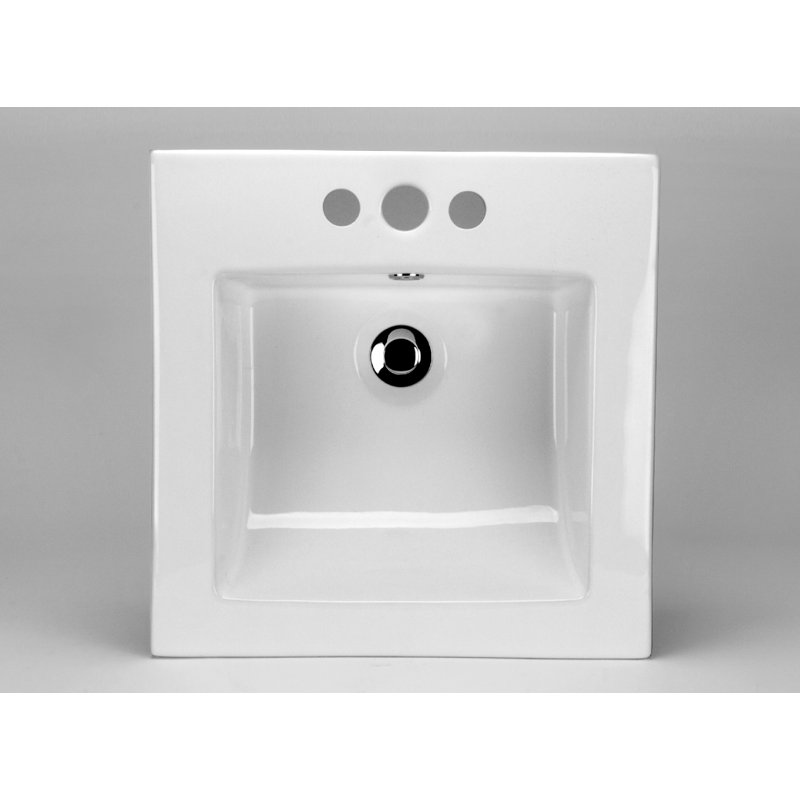 Lavabo de salle de bain à double fixation carré en céramique avec trop-plein, Central de 4 po