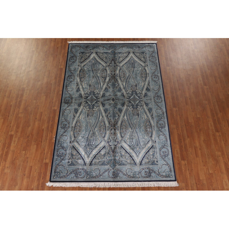 Tapis floral bleu clair 6 x 10