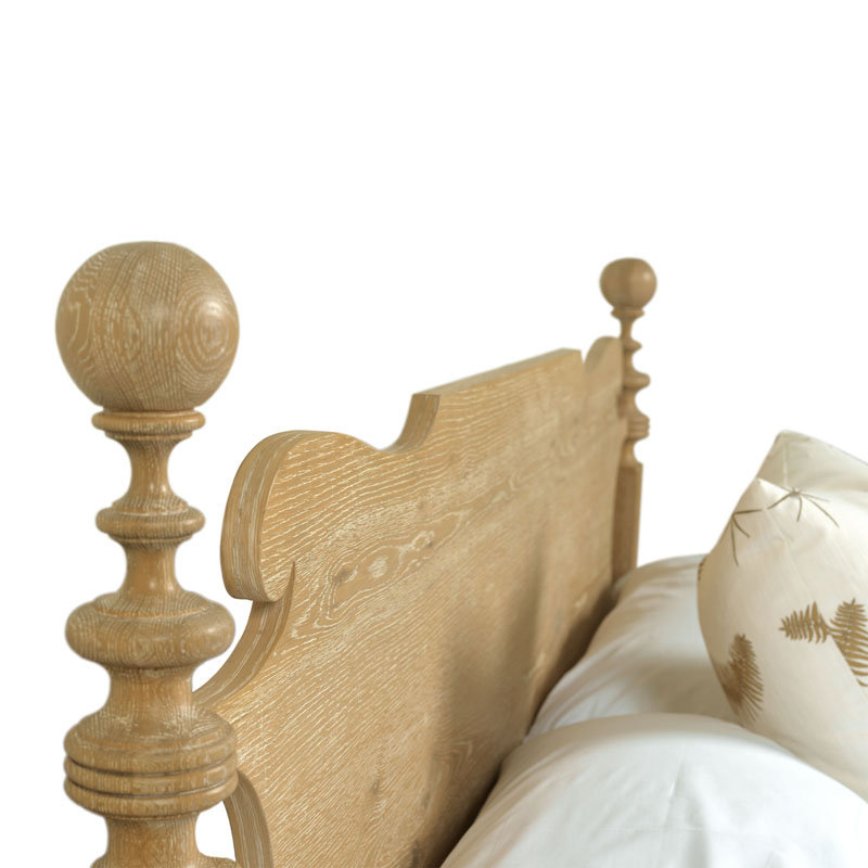 King Size Light Brown Wood Frame Bed with Headboard and Slats