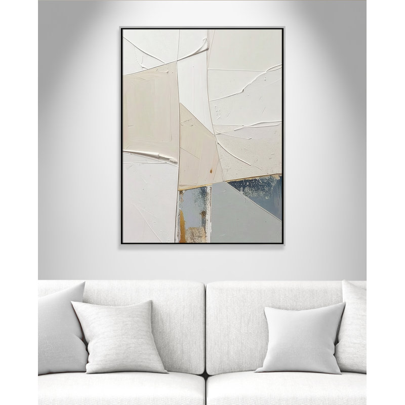 «Plastering II» par Alonza Saunders, Toile avec cadre, Flottant argent, L 31,5 po x H 41,5 po