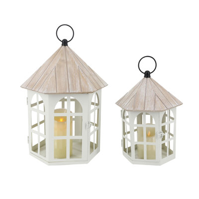 VIP Metal 15.5 in. Multicolor House Lantern Set of 2