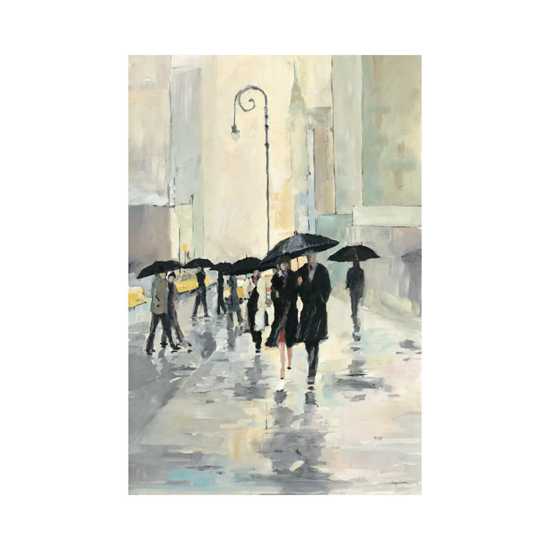 City In The Rain by Avery Tillmon - Painting on Canvas, Wrapped Canvas, 152.5 cm H x 101.5 cm W x 3.175 cm D
