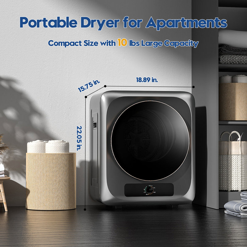 Auertech 1.5 Cubic Feet Vented Electric Stackable Dryer with Steam Dry, Gray