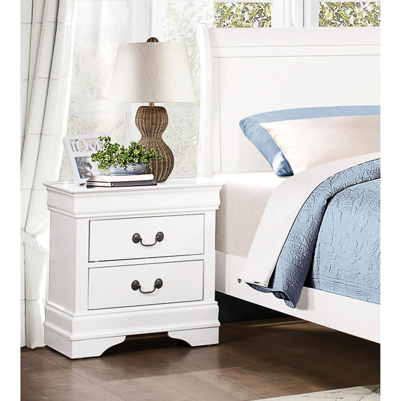 2 Table de chevet blanche pour une chambre à coucher de rêve et relaxante, Blanc